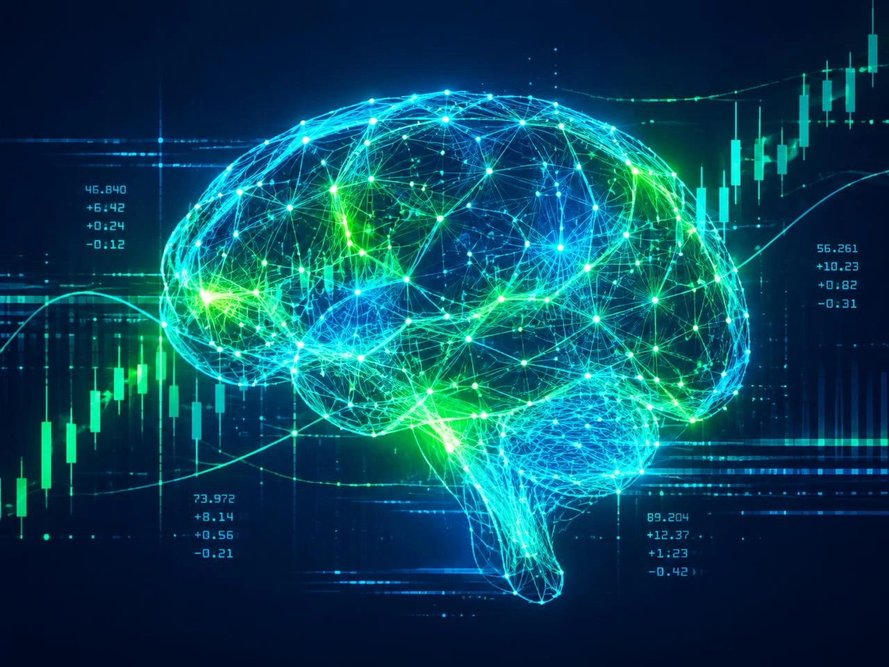 AI neural network analysing market charts