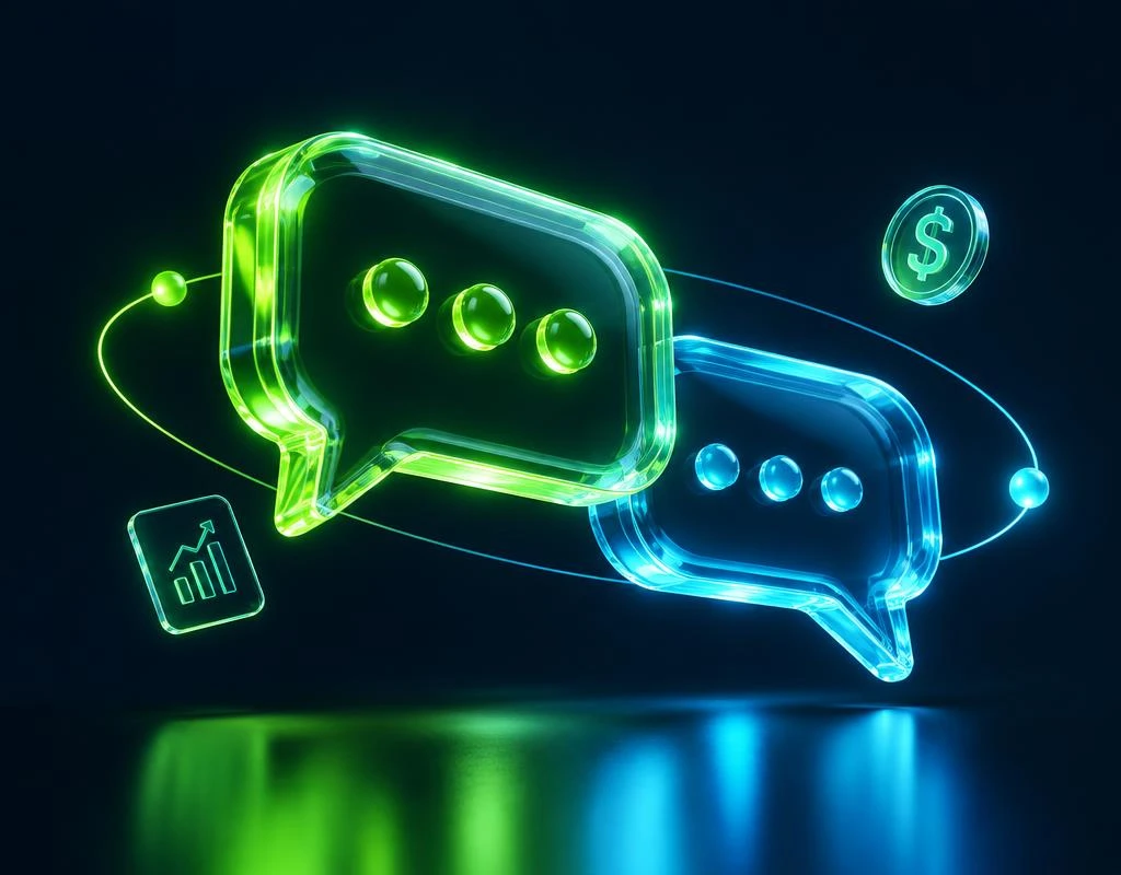 Neon glass chat bubbles