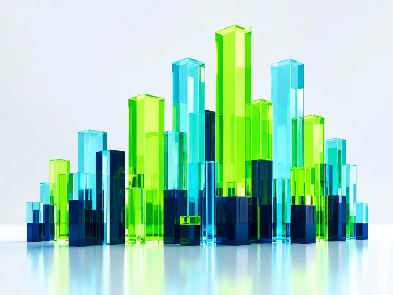 Glass bars representing asset classes