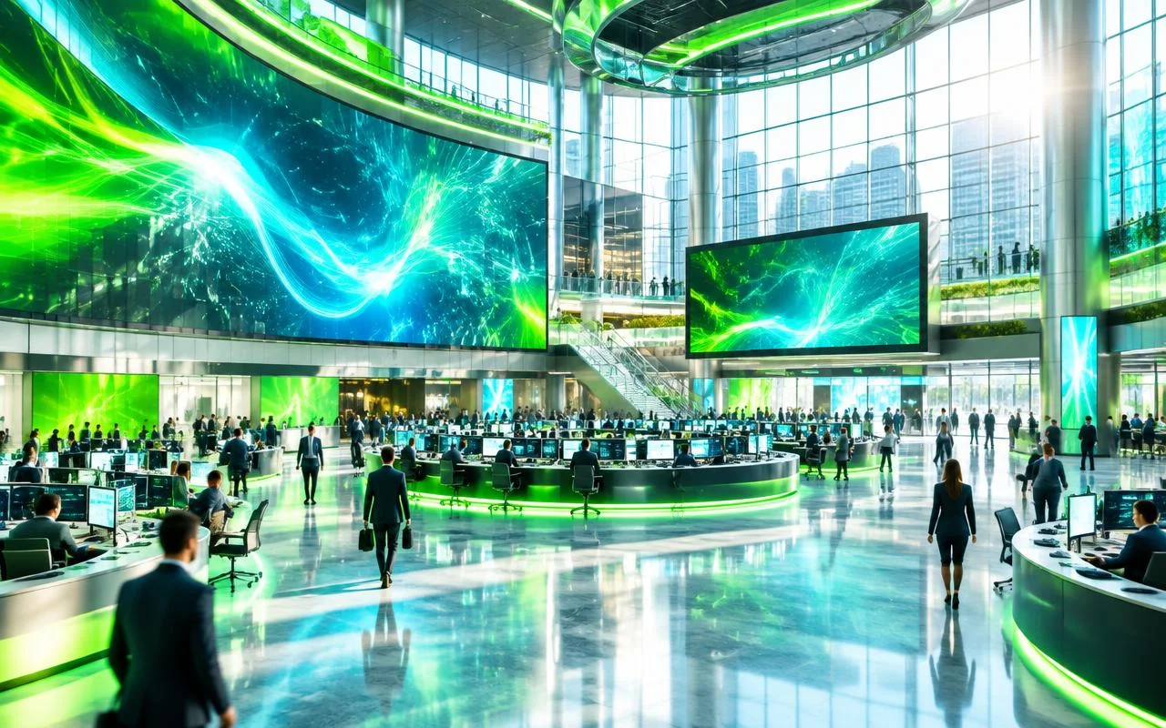 Futuristic exchange trading floor